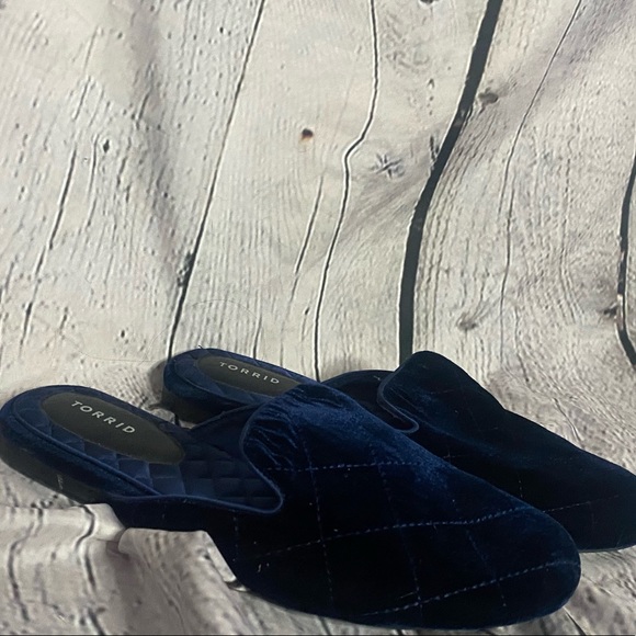 torrid Shoes - Torrid Velvet Quilted Mules Blue 9W